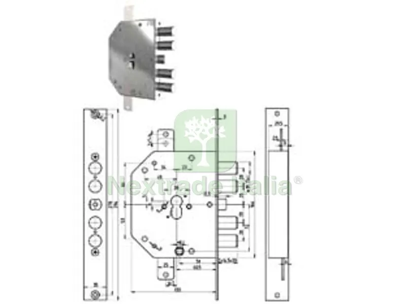 Serratura Triplice Applicare con Scrocco Cilindro Europ. Blindate 2155PEN N/FL - MM.60 DX (2155PEN-01N/FL) — Serrature e cilindri — rif. FERX.FER384094 Serratura Triplice Applicare con Scrocco Cilindro Europ. Blindate 2155PEN N/FL - MM.60 DX (2155PEN-01N/FL) — Serrature e cilindri — rif. FERX.FER384094