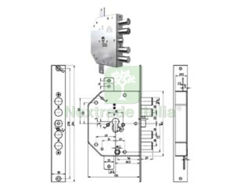 Serratura Tripl. Applic. con Scrocco Cilindro EU. a Ingran. Blindate 2155 PE Gear - MM.60 DX (2155G-01) — Serrature e cilindri — rif. FERX.FER384117