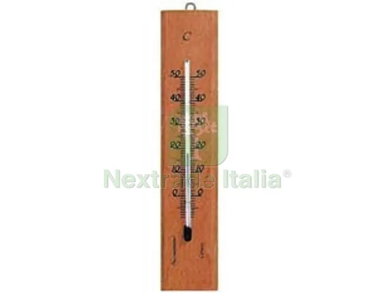 5PZ TERMOMETRO LEGNO NATURALE RETTANGOLARE - mm.190x40 — Tubi e raccordi — rif. FERX.FER388474