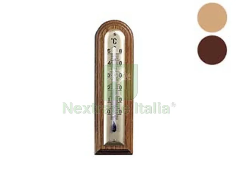 TERMOMETRO LEGNO NOCE ARROTONDATO - chiaro - mm.144x40 — Raccordi in ghisa e figure — rif. FERX.FER388481
