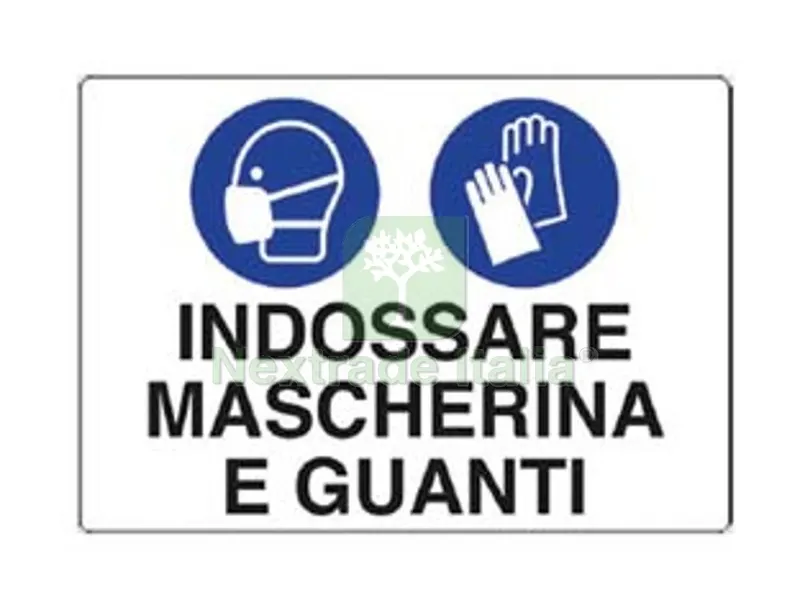 10PZ cartello "indossare ina e guanti" - cm.30x20h. in plastica — Guanti da lavoro — rif. FERX.FER388924