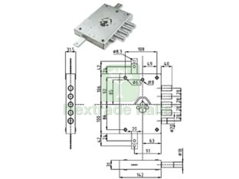 Serratura Tripl. Applicare Cilindro Europeo con Scrocco Blindate Heavy MM.63 - MM.63 DX (SER NE42 D) — Serrature e cilindri — rif. FERX.FER389303