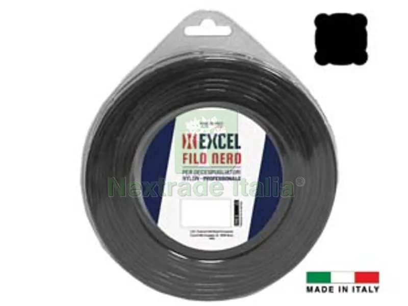 FILO PER DECESPUGLIATORE IN NYLON QUADRO NERO - ? mm.3 in matassa da mt.50 — Ricambi e accessori macchine da giardino — rif. FERX.FER390408