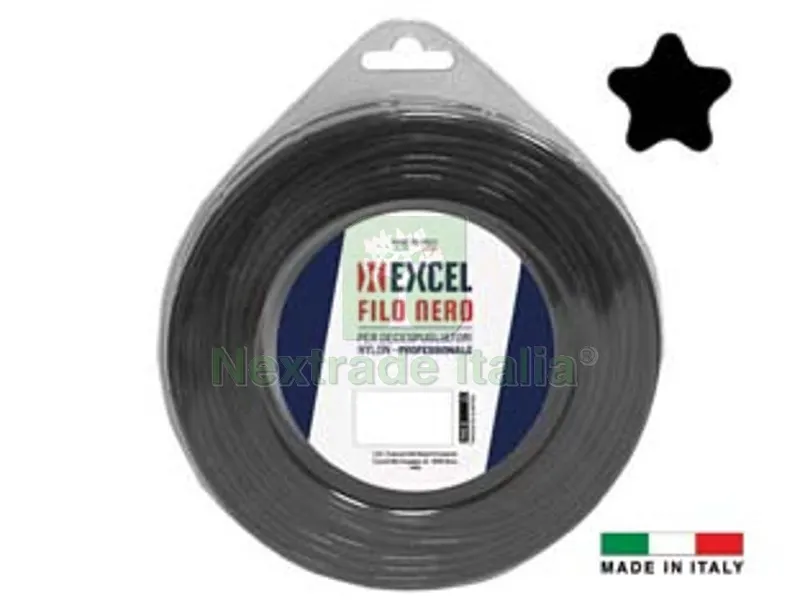 FILO PER DECESPUGLIATORE IN NYLON PENTAGONO NERO - ? mm.3,3 in matassa da mt.40 — Ricambi e accessori macchine da giardino — rif. FERX.FER390439