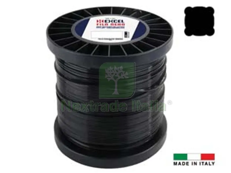 FILO PER DECESPUGLIATORE IN NYLON QUADRO PRO NERO - ? mm.4,4 in matassa da mt.460 — Ricambi e accessori macchine da giardino — rif. FERX.FER393041