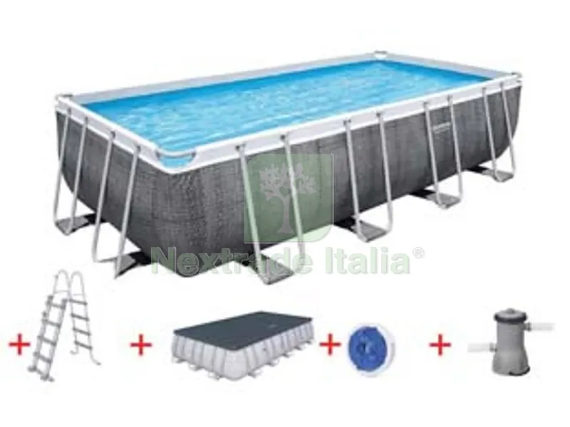 piscina power steel rettangolare con telaio portante cm.488x244x122h. - kg.95,5- lt.11.532- filtro cartuccia (art.56996) — Tempo libero outdoor — rif. FERX.FER391443