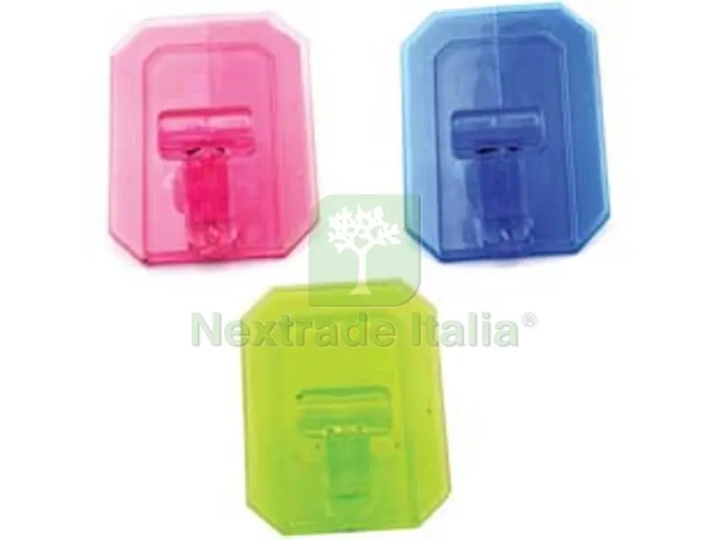 25PZ Ganci Giganti Adesivi in Plastica Trasparenti Colori Assortiti - mm.59x78h. — Misurazione e taglio manuale — rif. FERX.FER391498