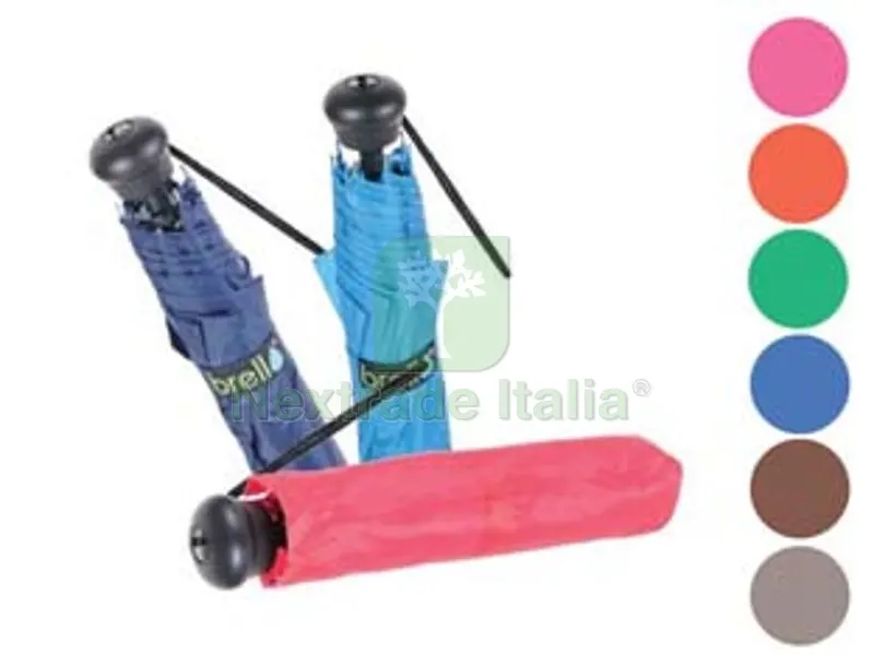 6PZ Ombrello Pieghevole Mini Automatico 8 Stecche in Fibra Tinta Unita - colori assortiti — Tempo libero outdoor — rif. FERX.FER392198 6PZ Ombrello Pieghevole Mini Automatico 8 Stecche in Fibra Tinta Unita - colori assortiti — Tempo libero outdoor — rif. FERX.FER392198