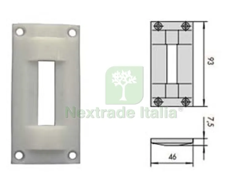 5PZ contropiastra in nylon 06062 - mm.46x93 spessore mm.7,5 (06062) — Serrature e cilindri — rif. FERX.FER394369