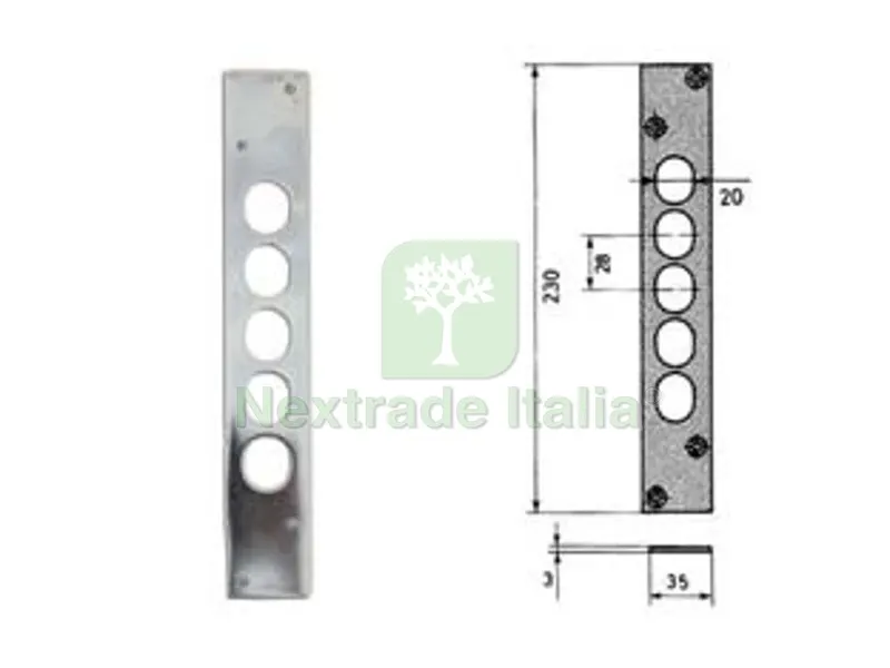CONTROPIASTRA PER PORTE BLINDATE 06220 - mm.35x230 spessore mm.3 (06220) — Serrature e cilindri — rif. FERX.FER394376 CONTROPIASTRA PER PORTE BLINDATE 06220 - mm.35x230 spessore mm.3 (06220) — Serrature e cilindri — rif. FERX.FER394376