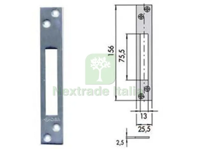 5PZ contropiastra per serrature infilare profilati in ferro 06232 00 - mm.156x25,5 spessore mm.2,5 (06232 00) — Serrature e cilindri — rif. FERX.FER394383 5PZ contropiastra per serrature infilare profilati in ferro 06232 00 - mm.156x25,5 spessore mm.2,5 (06232 00) — Serrature e cilindri — rif. FERX.FER394383