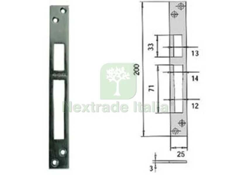 5PZ contropiastra per serrature infilare profilati in ferro 06232 20 - mm.25x200, spessore mm.3 (06232 20) — Serrature e cilindri — rif. FERX.FER394406 5PZ contropiastra per serrature infilare profilati in ferro 06232 20 - mm.25x200, spessore mm.3 (06232 20) — Serrature e cilindri — rif. FERX.FER394406