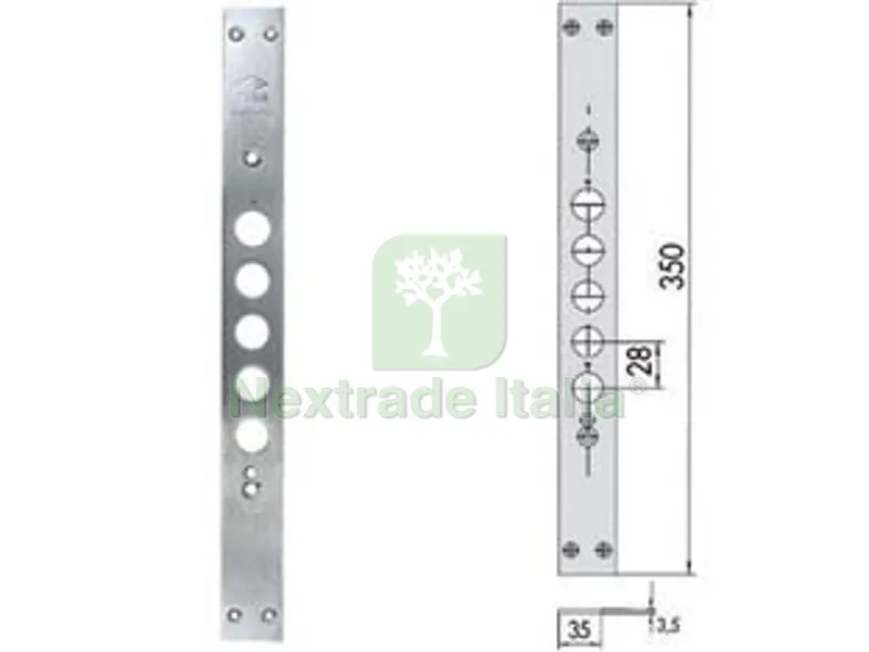 contropiastra per serrature porte blindate 06221 00 - mm.35x350, spessore mm.3,5 (0622100) — Serrature e cilindri — rif. FERX.FER394444
