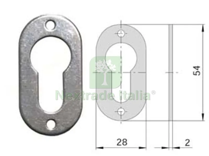 5PZ bocchetta in acciaio zincato sagomate 06092 00 - mm.28x54, spessore mm.2 (06092000) — Serrature e cilindri — rif. FERX.FER394543