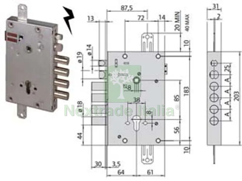 Elettroserratura Triplice Applicare Cilindro Europeo Porte Blindate 15515 - MM.64 (15515480) — Serrature e cilindri — rif. FERX.FER395212 Elettroserratura Triplice Applicare Cilindro Europeo Porte Blindate 15515 - MM.64 (15515480) — Serrature e cilindri — rif. FERX.FER395212
