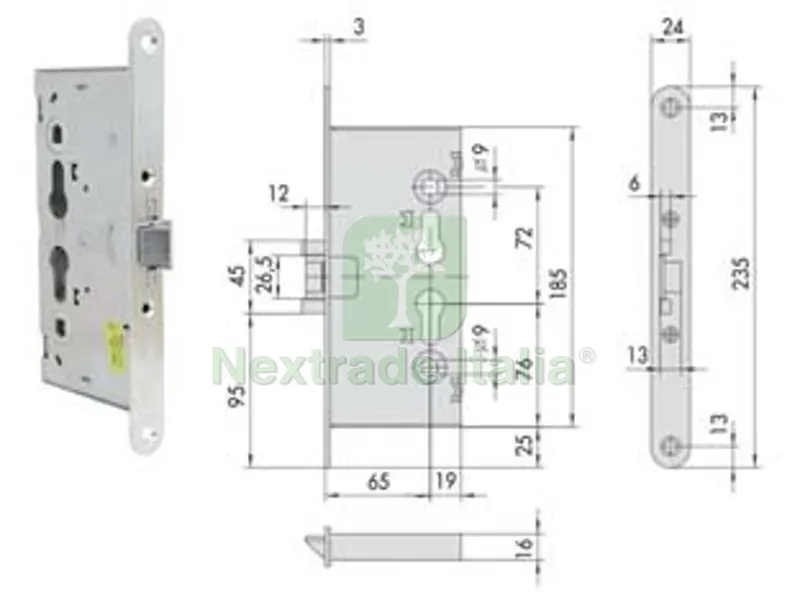 serratura da infilare per porte tagliafuoco 43020 - mm.65 (43020650) — Serrature e cilindri — rif. FERX.FER395236 serratura da infilare per porte tagliafuoco 43020 - mm.65 (43020650) — Serrature e cilindri — rif. FERX.FER395236
