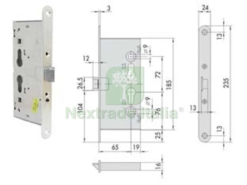 serratura da infilare antipanico per porte tagliafuoco 43110 - mm.65 (43110650) — Serrature e cilindri — rif. FERX.FER395243 serratura da infilare antipanico per porte tagliafuoco 43110 - mm.65 (43110650) — Serrature e cilindri — rif. FERX.FER395243