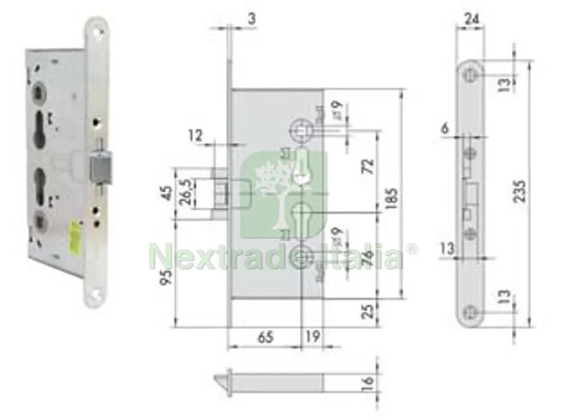 serratura da infilare antipanico per porte tagliafuoco 43120 - mm.65 (43120650) — Serrature e cilindri — rif. FERX.FER395250 serratura da infilare antipanico per porte tagliafuoco 43120 - mm.65 (43120650) — Serrature e cilindri — rif. FERX.FER395250