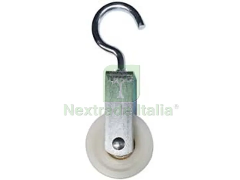 12PZ Carrucole con Gancio Ruota Nylon con Cuscinetto - mm.40 — Ferramenta per legno e mobili — rif. FERX.FER395311