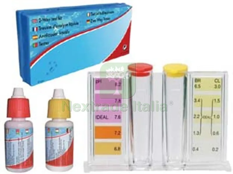 6PZ kit tester cloro, ph e bromo con reagenti liquidi ml.20x2 — Trattamento e depurazione acqua — rif. FERX.FER396066
