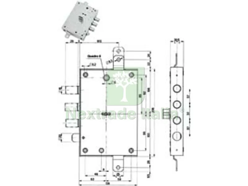 Serratura Triplice Applicare con Scrocco DM Blindate 52571/37 - mm.63, SX (52571ROMS1 36) — Serrature e cilindri — rif. FERX.FER402408