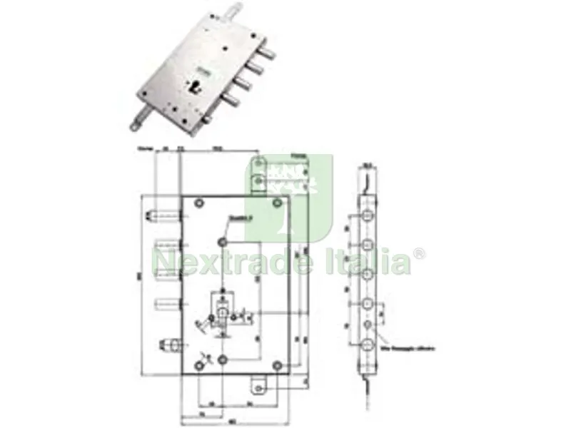 Serratura Triplice Applicare Serrablinda con Scrocco CIL.EUROPEO 85461 - mm.70 SX (85461S) — Serrature e cilindri — rif. FERX.FER402422
