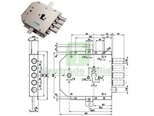 Serratura Triplice Infilare con Scrocco Cilindro EU Blindate 85555 mm.63 DX (85555D) — Serrature e cilindri — rif. FERX.FER402439