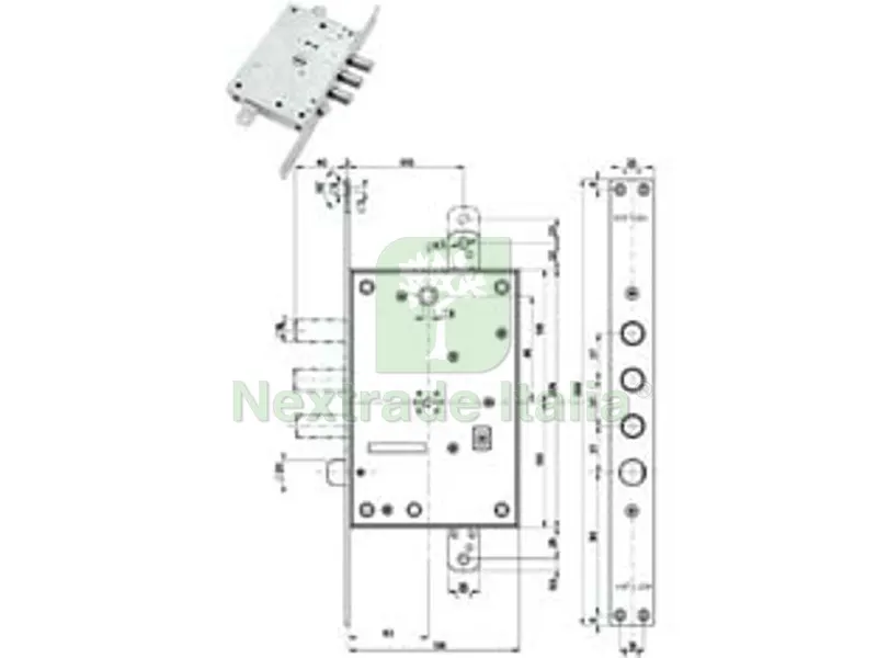 Serratura Triplice Infilare con Scrocco Doppia Mappa Blindate 52771/37 - mm.63 SX (52771SL3736) — Chiavi grezze e duplicati — rif. FERX.FER402507 Serratura Triplice Infilare con Scrocco Doppia Mappa Blindate 52771/37 - mm.63 SX (52771SL3736) — Chiavi grezze e duplicati — rif. FERX.FER402507