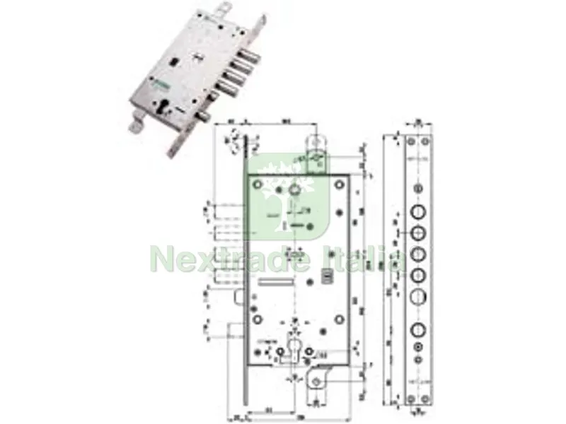Serratura Triplice Infilare con Scrocco Cilindro EU. + DM Blindate 54797/28 - MM.63 DX (54797DL2836) — Serrature e cilindri — rif. FERX.FER402514