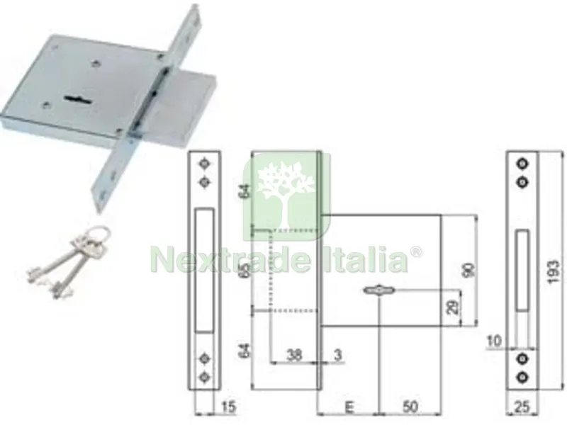 Serratura da Infilare Doppia Mappa 450/R - mm.70 (00450 R0 70 2C CI) — Chiavi grezze e duplicati — rif. FERX.FER404235
