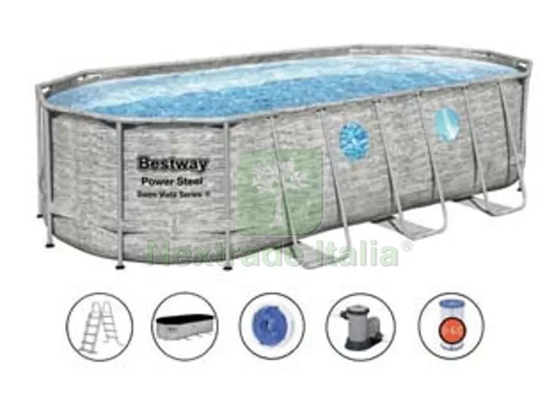 piscina power steel swim vista ovale telaio portante cm.549x274x122h. -cm.549x274x122h - capacit? lt.13430 - (art.56716) — Tempo libero outdoor — rif. FERX.FER404426