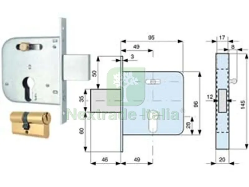 2PZ Serratura Infilare Cancelli Catenaccio e Scrocco +QUADRO Cilindro Sagomato 138 - MM.50 (138 50 0) — Lucchetti e catene — rif. FERX.FER407212 2PZ Serratura Infilare Cancelli Catenaccio e Scrocco +QUADRO Cilindro Sagomato 138 - MM.50 (138 50 0) — Lucchetti e catene — rif. FERX.FER407212