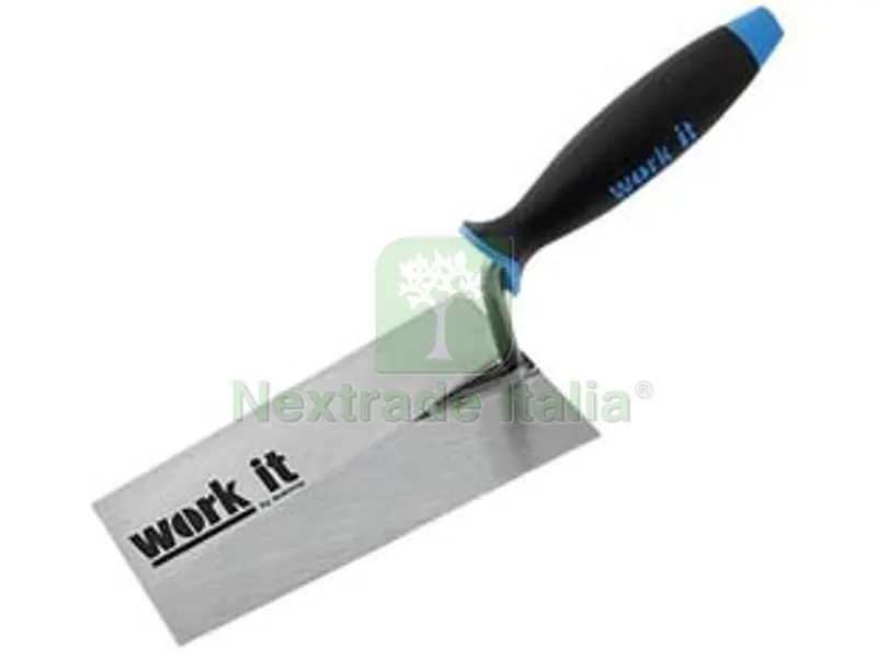 6PZ cazzuola work-it punta quadra manico in gomma - mm.200 — Utensili muratura — rif. FERX.FER409643 6PZ cazzuola work-it punta quadra manico in gomma - mm.200 — Utensili muratura — rif. FERX.FER409643