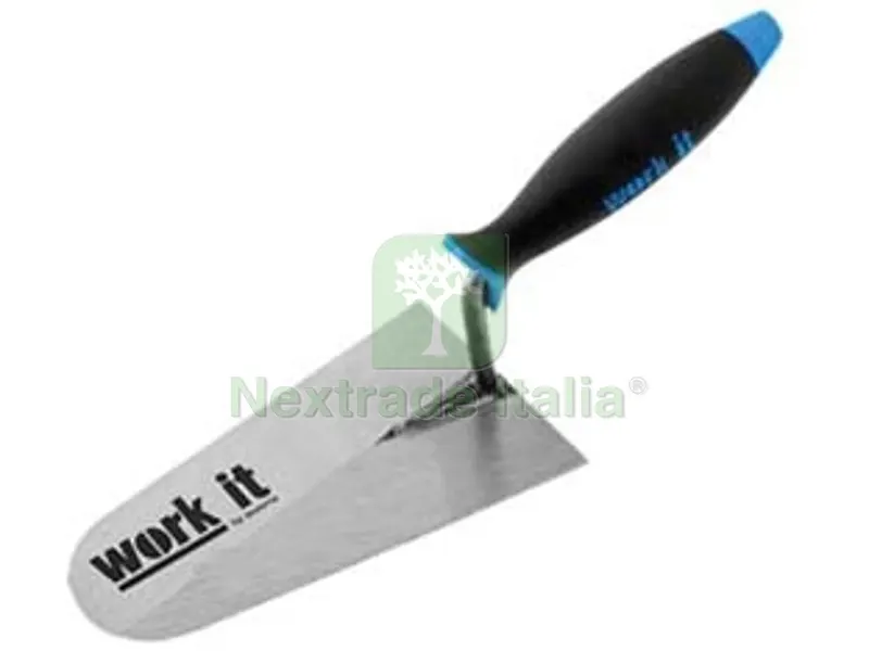 6PZ cazzuola work-it punta tonda manico in gomma - mm.180 — Utensili muratura — rif. FERX.FER409698 6PZ cazzuola work-it punta tonda manico in gomma - mm.180 — Utensili muratura — rif. FERX.FER409698