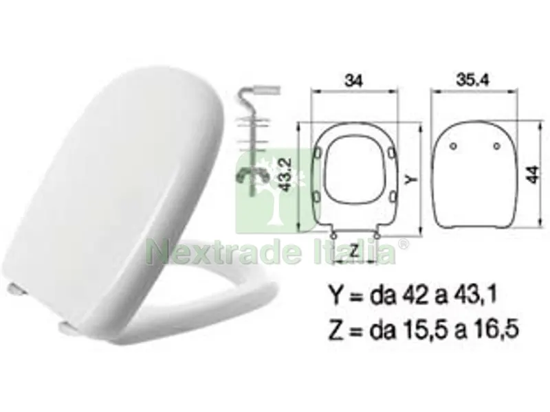 SEDILE WC IN TERMOINDURENTE "FIVE" BIANCO CERNIERE INOX H025S — Sanitari e ceramiche — rif. FERX.FER410762