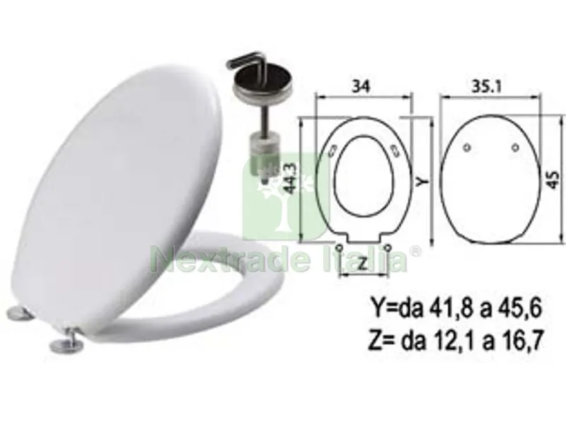 SEDILE WC IN TERMOINDURENTE "TANGO" BIANCO CERNIERE INOX H057 — Sanitari e ceramiche — rif. FERX.FER410779