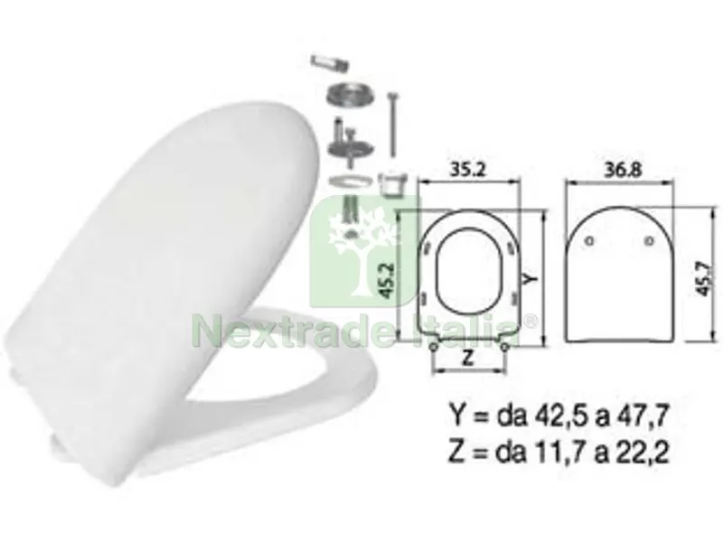 SEDILE WC IN TERMOINDURENTE "LUNA 2" BIANCO CERNIERE INOX H050 — Sanitari e ceramiche — rif. FERX.FER410786 SEDILE WC IN TERMOINDURENTE "LUNA 2" BIANCO CERNIERE INOX H050 — Sanitari e ceramiche — rif. FERX.FER410786