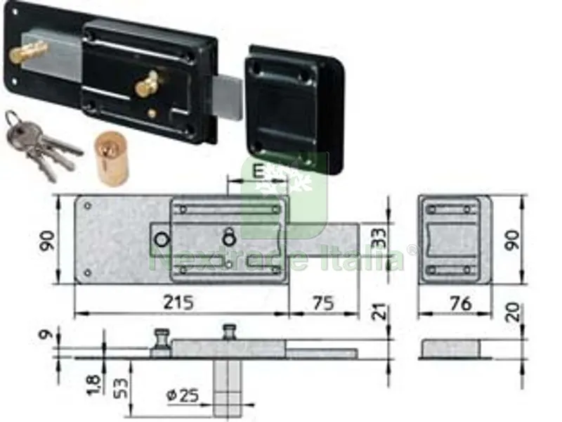 Ferroglietto Applicare con Catenaccio 6 Mandate Cilindro Fisso - mm.50 (1.7832/714) — Lucchetti e catene — rif. FERX.FER410946 Ferroglietto Applicare con Catenaccio 6 Mandate Cilindro Fisso - mm.50 (1.7832/714) — Lucchetti e catene — rif. FERX.FER410946