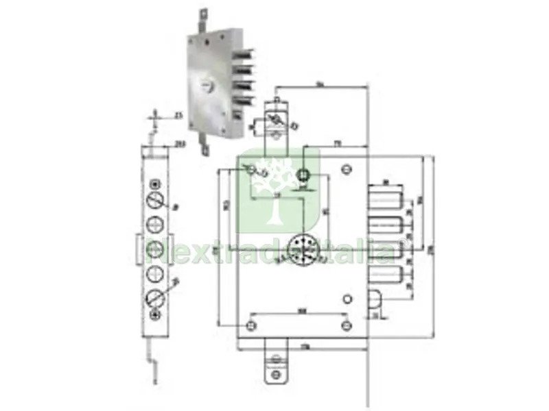 Serratura Triplice Applicare con Scrocco D.MAPPA Revers. Blindate 7056 - mm.73, chiave mm.92 (7056-01) — Serrature e cilindri — rif. FERX.FER412773