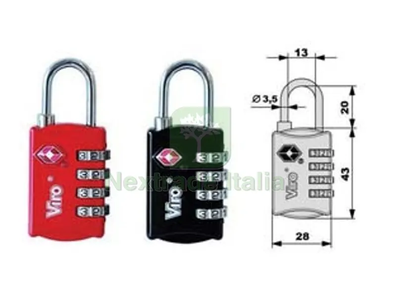 LUCCHETTI TSA A COMBINAZIONE VARIABILE - mm.28, arco mm.20x13 ? mm.3,5 (424.7) — Lucchetti e catene — rif. FERX.FER414951 LUCCHETTI TSA A COMBINAZIONE VARIABILE - mm.28, arco mm.20x13 ? mm.3,5 (424.7) — Lucchetti e catene — rif. FERX.FER414951