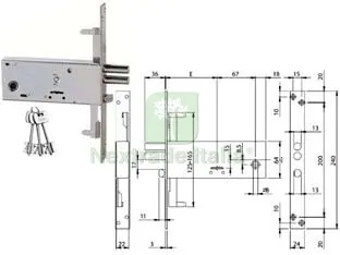 Serratura Triplice da Infilare Doppia Mappa per Fasce MM.64 H 963 mm.90 (963901B4N) confezione industriale — Chiavi grezze e duplicati — rif. FERX.FER415477