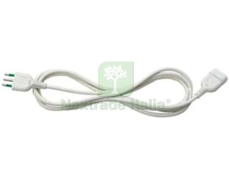 PROLUNGA ELETTRICA LINEARE 3X0,75 BIANCA mt.3 spina + presa 10A con cavo da 3 x mmq.0,75 spine con spinotti a pettine in ottone nichelato annegati e protetti prese con alveoli in ottone, sche — Interruttori e prese — rif. FERX.FER418027