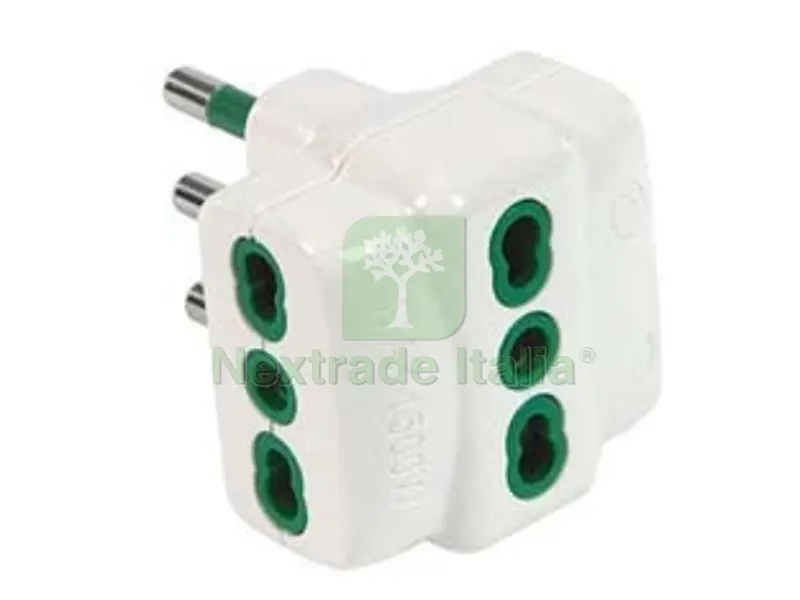 10PZ Adattatore Triplo Bipasso 2 Poli + Terra 16A Bianco "linea Garanti" - bianco 82620-E — Illuminazione — rif. FERX.FER419819
