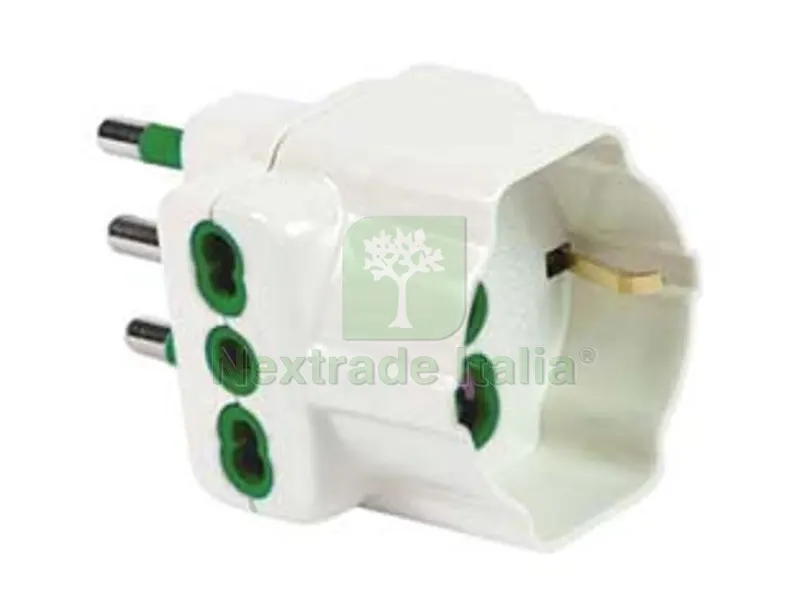 10PZ Adattatore Triplo 2 P+T Schuko Bipasso 16A Bianco "linea Garanti" - bianco 82640-E — Illuminazione — rif. FERX.FER419826