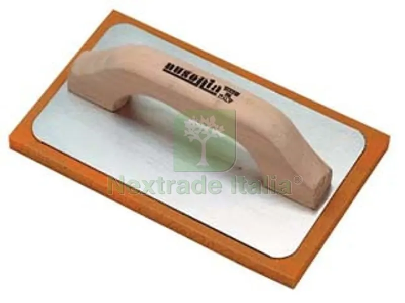 3PZ frattone gommaspugna per intonaco base alluminio e manico in legno cm.21x14 gomma morbida arancio spessore mm.15 con manico con impugnatura ergonomica in legno e base in alluminio massima — Attrezzi da giardino — rif. FERX.FER426787