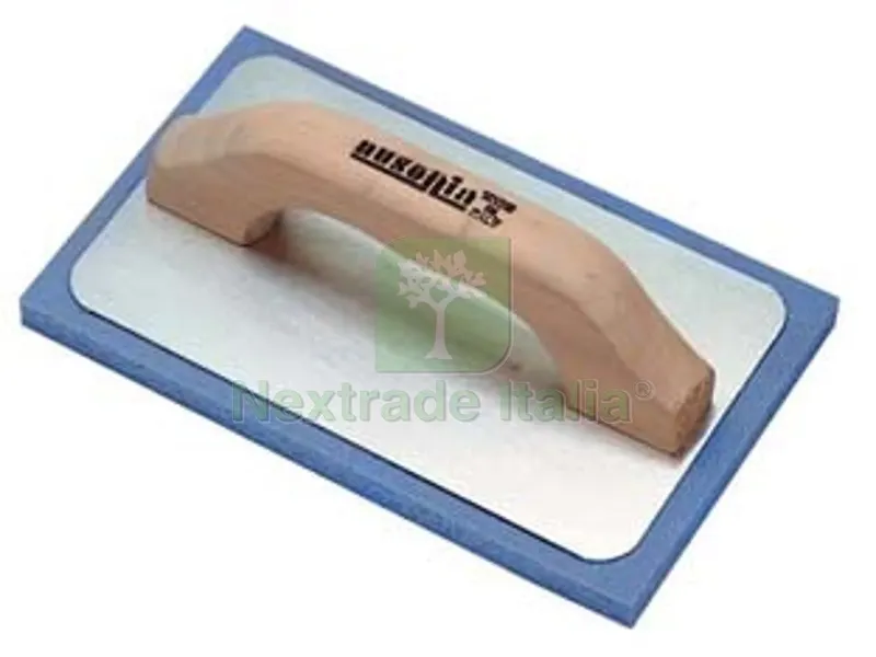 2PZ frattone gommaspugna per intonaco base alluminio e manico in legno cm.21x14 gomma extrra blu spessore mm.15 con manico con impugnatura ergonomica in legno e base in alluminio massima legg — Attrezzi da giardino — rif. FERX.FER426794