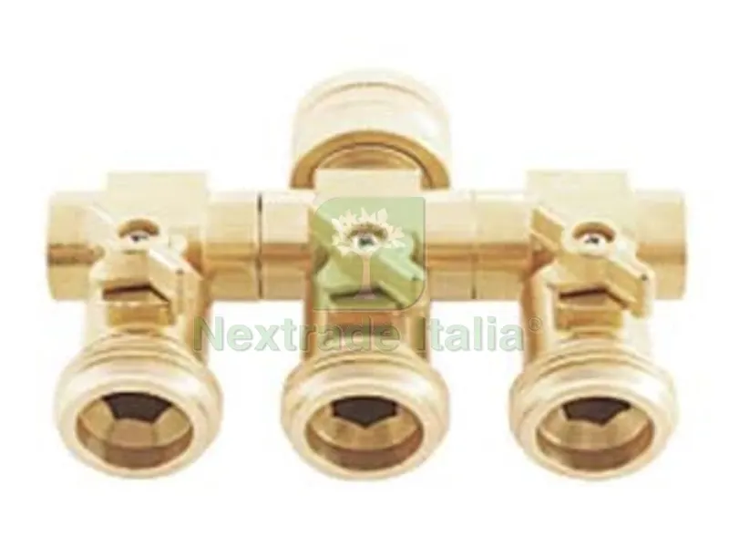 PRESA RUBINETTO IN OTTONE TRE USCITE FILETTATE — Rubinetti e valvole — rif. FERX.FER427692