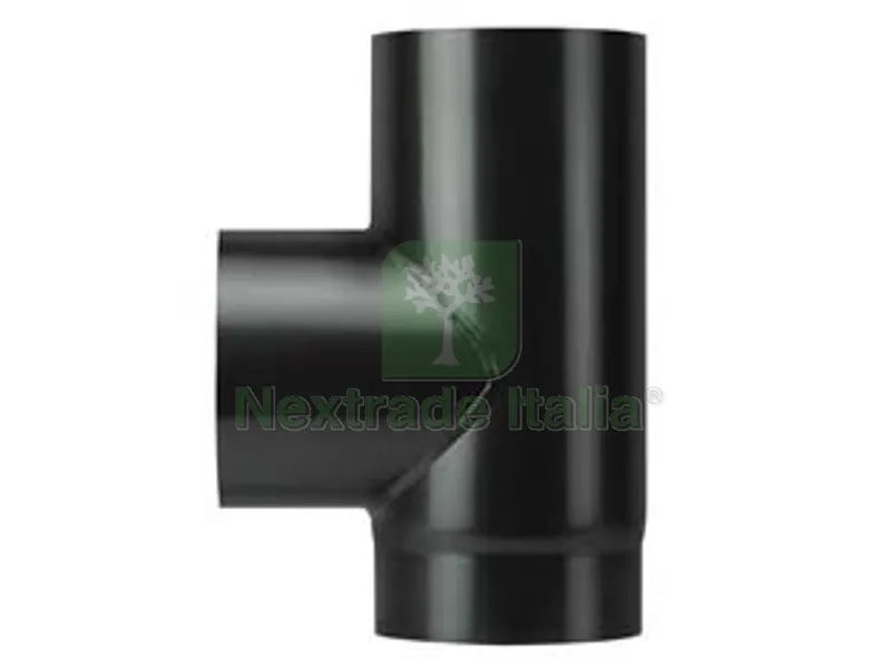 RACCORDO A "T" F/F PORCELL. PER STUFE LEGNA NERO OPACO PESANTE MM.1,2 - ø cm.15 — Tubi e raccordi — rif. FERX.FER428309 RACCORDO A "T" F/F PORCELL. PER STUFE LEGNA NERO OPACO PESANTE MM.1,2 - ø cm.15 — Tubi e raccordi — rif. FERX.FER428309