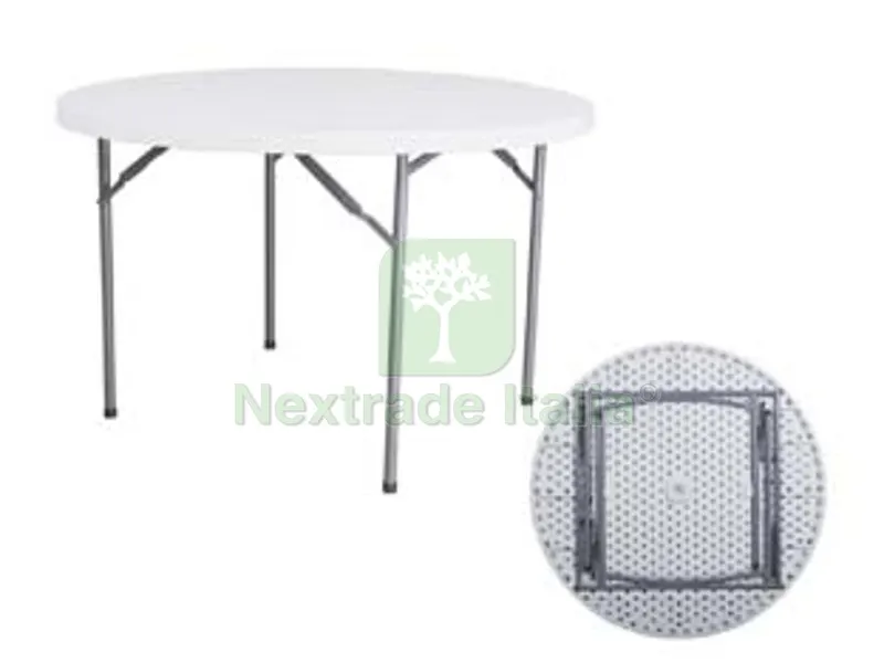 Tavolo Tondo Pieghevole in Hdpe - ? cm.122x74h. — Casalinghi e organizzazione — rif. FERX.FER428415 Tavolo Tondo Pieghevole in Hdpe - ? cm.122x74h. — Casalinghi e organizzazione — rif. FERX.FER428415