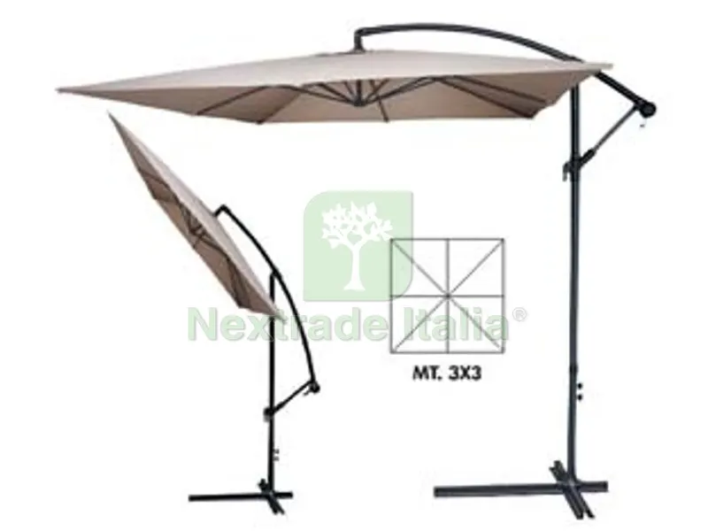 OMBRELLONE QUADRATO DECENTRATO IN METALLO CON MANOVELLA - ? mt.3x3 palo ? mm.48 a 6 stecche colore beige — Tempo libero outdoor — rif. FERX.FER428705 OMBRELLONE QUADRATO DECENTRATO IN METALLO CON MANOVELLA - ? mt.3x3 palo ? mm.48 a 6 stecche colore beige — Tempo libero outdoor — rif. FERX.FER428705